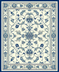 Vintage Blue Floral Damask Square Rug