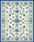 Vintage Blue Floral Damask Square Rug