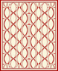 Red Oval Geometric Patterned Rug