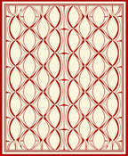 Red Oval Geometric Patterned Rug