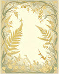 Golden Fern and Floral Vine Design Rug