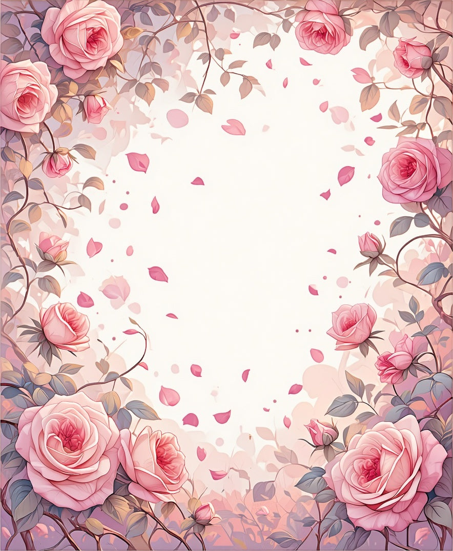 Romantic Rose Blossom Garden Pattern Rug