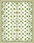 Delicate Green Vine Floral Medallion Rug