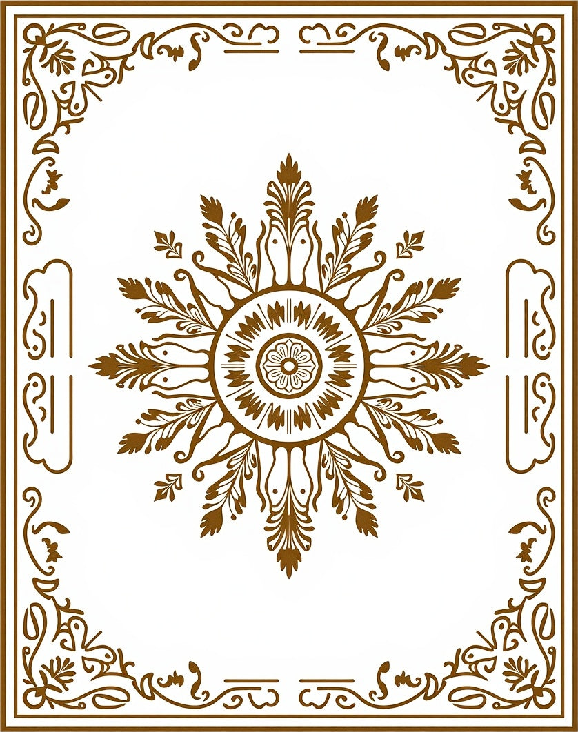 Elegant Floral Sunburst Mandala Design Rug