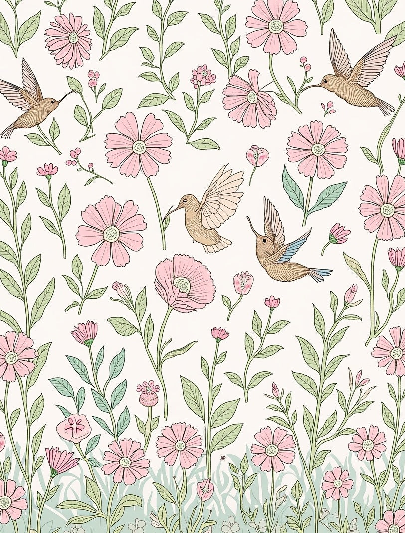Hummingbird Floral Pattern Design Rug