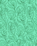 Teal Leafy Swirl Line Art Rug