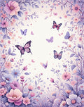 Whimsical Lilac Butterfly Floral Garden Rug