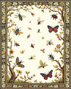 Floral Garden Insect Butterfly Design Rug