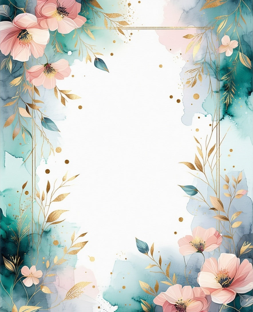 Watercolor Floral Accents with Gold Detail Rug