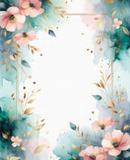 Watercolor Floral Accents with Gold Detail Rug