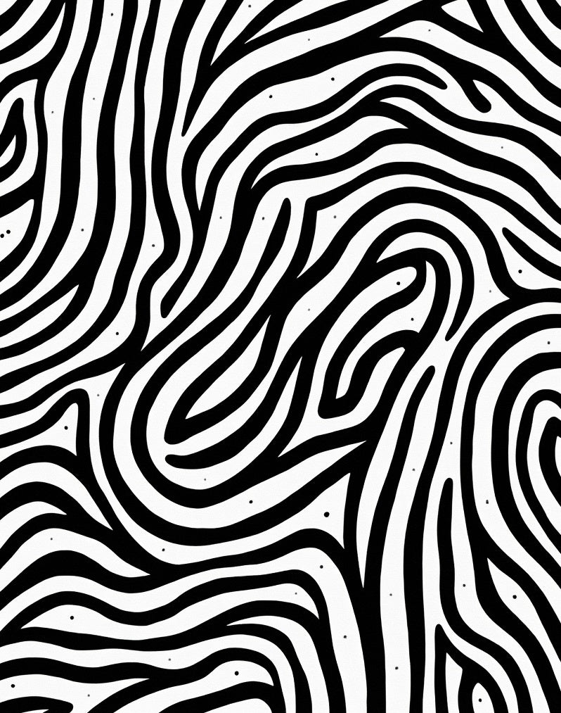 Abstract Black White Organic Stripes Rug