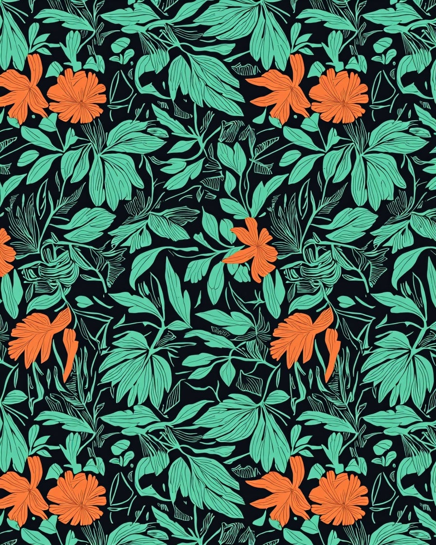 Vibrant Floral Leaf Pattern Design Rug