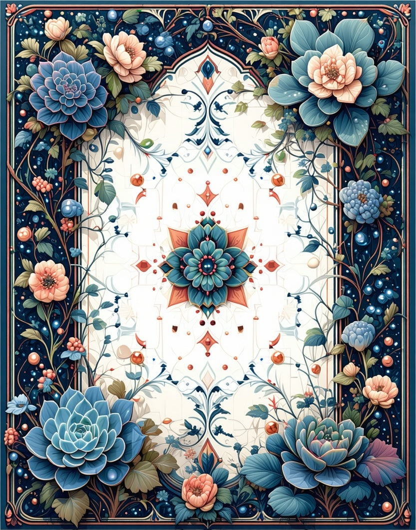 Ornate Floral And Vine Pattern Rug