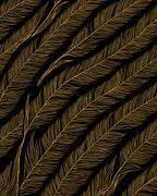 Elegant Gold Feather Design Rug