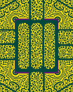 Yellow Green Abstract Animal Print Design Rug