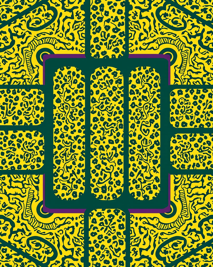 Yellow Green Abstract Animal Print Design Rug