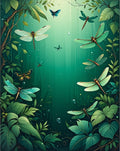 Enchanted Forest Dragonfly Butterfly Design Rug