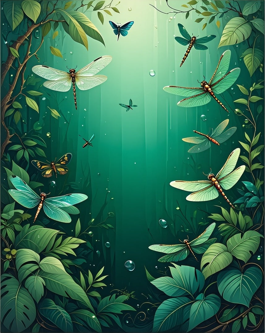 Enchanted Forest Dragonfly Butterfly Design Rug