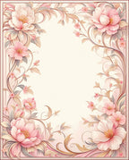 Soft Pink Floral Vines Rug