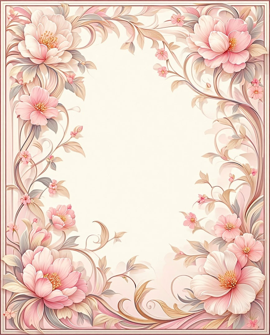 Soft Pink Floral Vines Rug