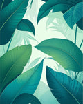 Emerald Tropical Leaf Pattern Rug