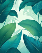 Emerald Tropical Leaf Pattern Rug