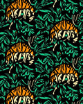 Bold Tiger And Leaf Pattern Rug