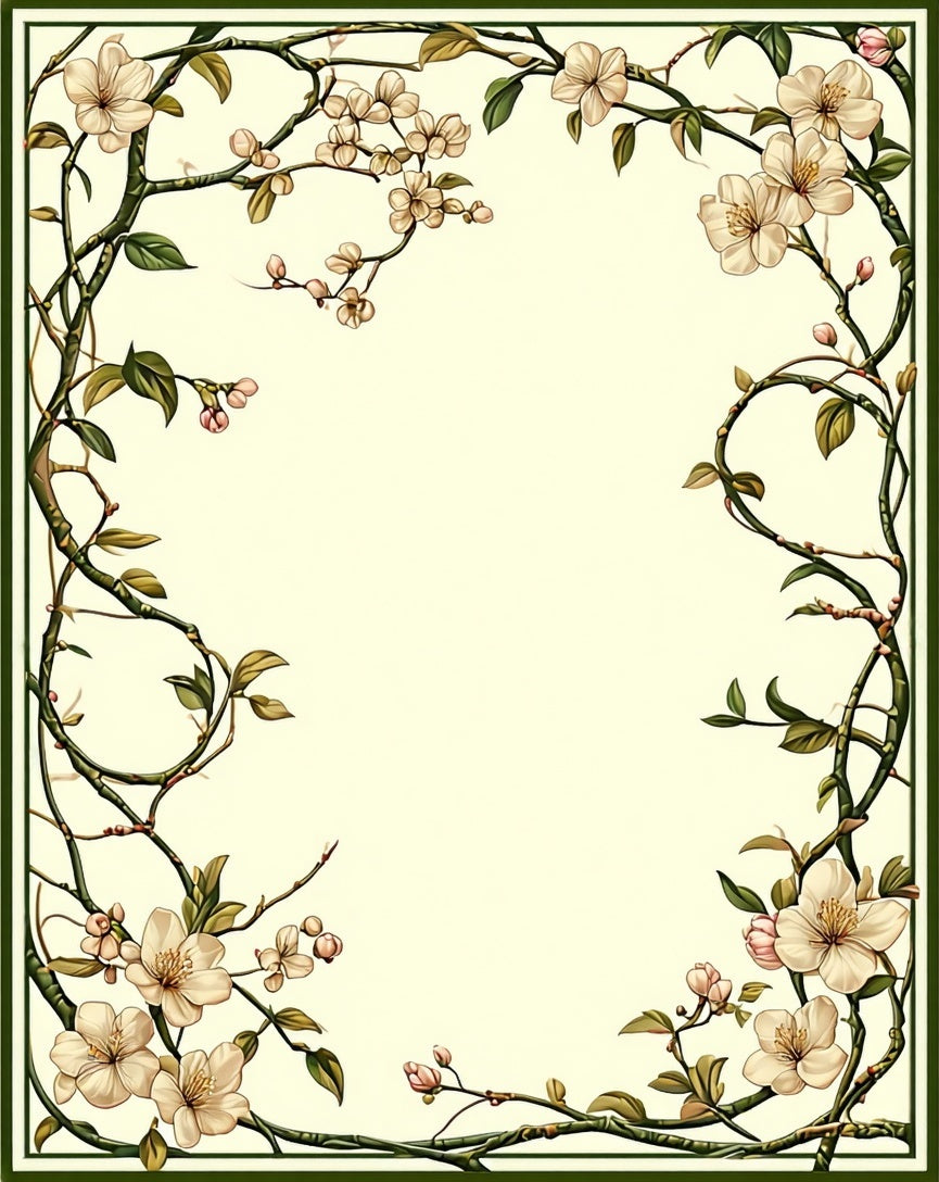 Floral Vine Delicate Branches Rug