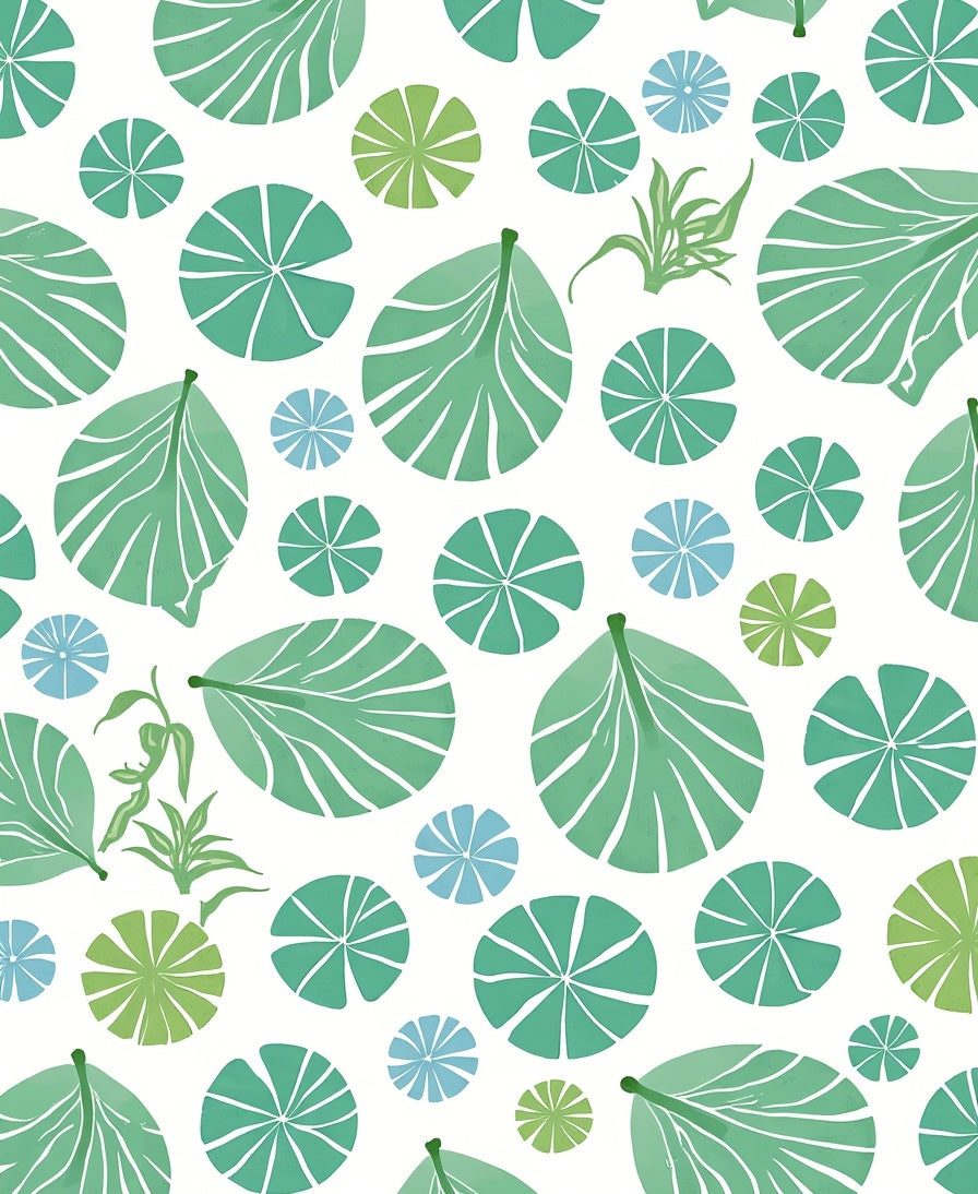 Green Leafy Pond Pattern Rug
