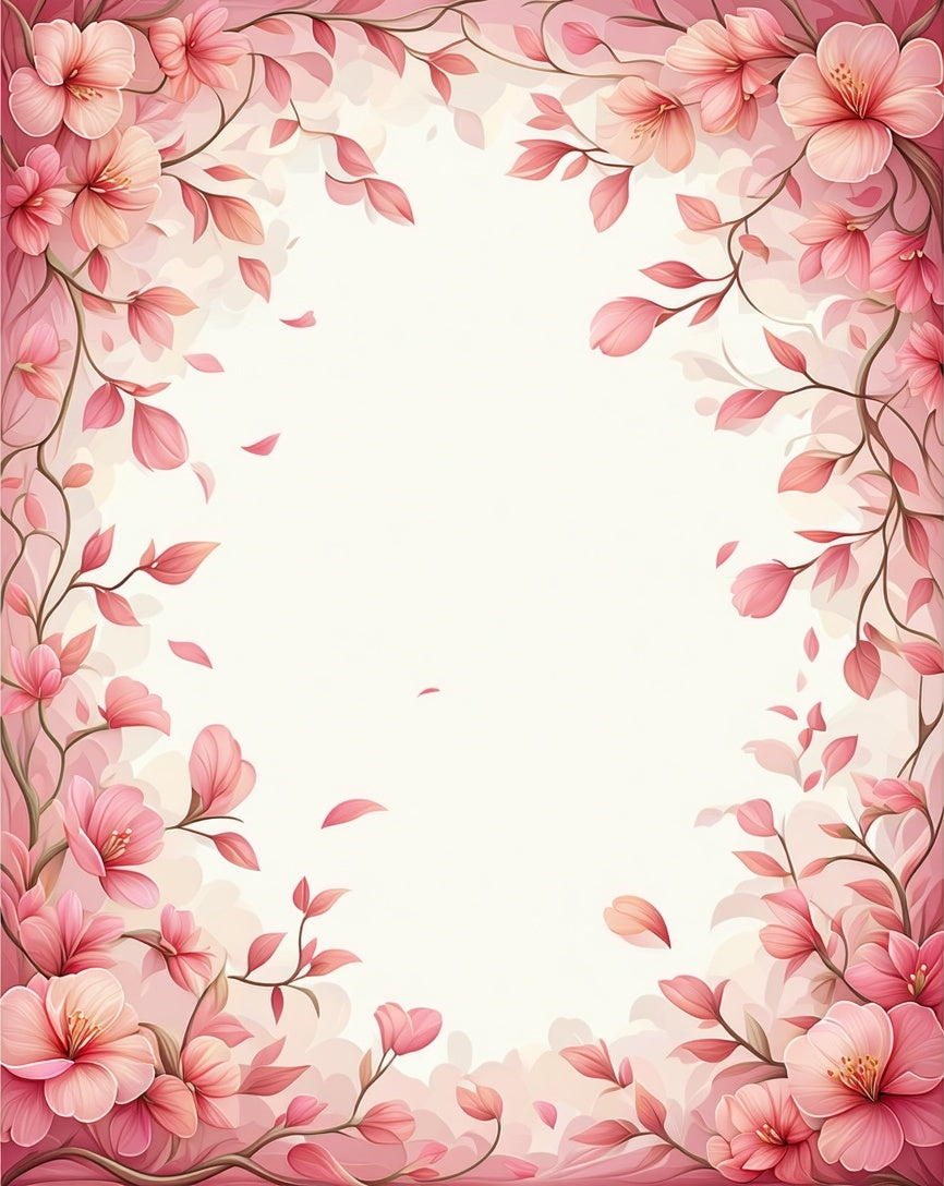 Soft Pink Floral Vine Pattern Rug