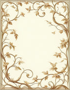 Elegant Beige Floral Vine Design Rug