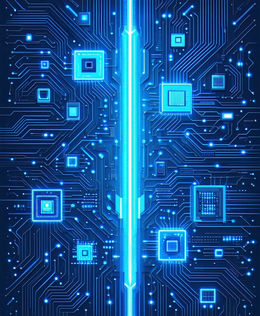 Circuit Board Glow Pattern Rug