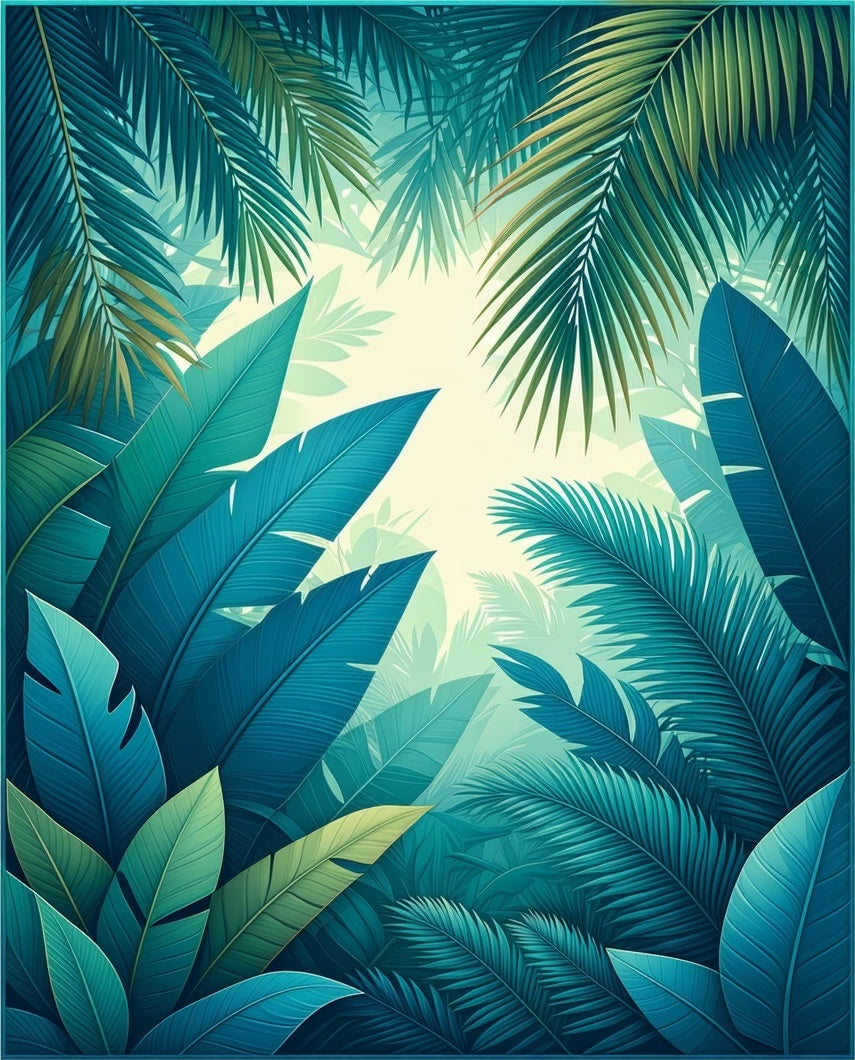 Tropical Leaf Jungle Scene Rug