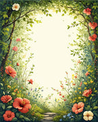 Enchanting Forest Path Floral Illustration Rug
