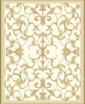 Ornate Golden Floral Scroll Pattern Rug