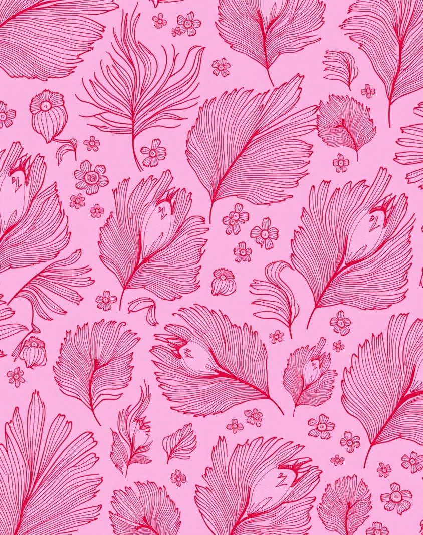 Pink Feather Floral Pattern Rug
