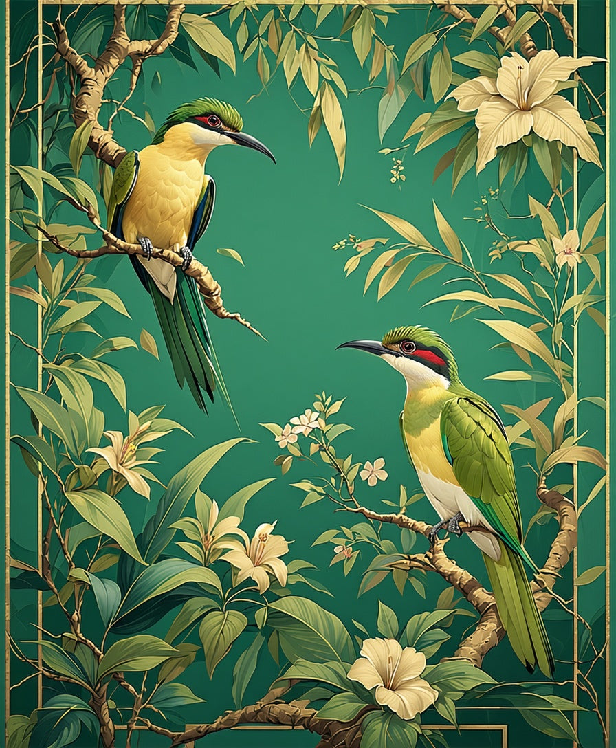 Tropical Birds and Botanical Design Rug