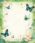 Emerald Butterflies and Lotus Blossoms Rug