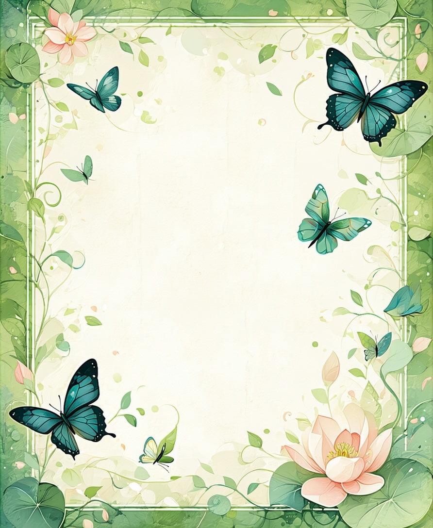 Emerald Butterflies and Lotus Blossoms Rug