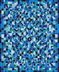 Symmetrical Blue Geometric Mosaic Pattern Rug