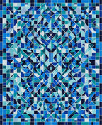 Symmetrical Blue Geometric Mosaic Pattern Rug