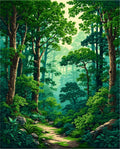 Lush Forest Woodland Path Rug