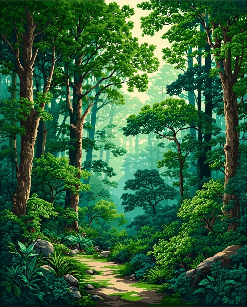 Lush Forest Woodland Path Rug