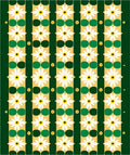 White Daisy Green Gold Stripe Rug