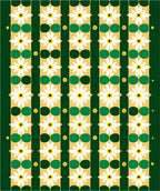 White Daisy Green Gold Stripe Rug