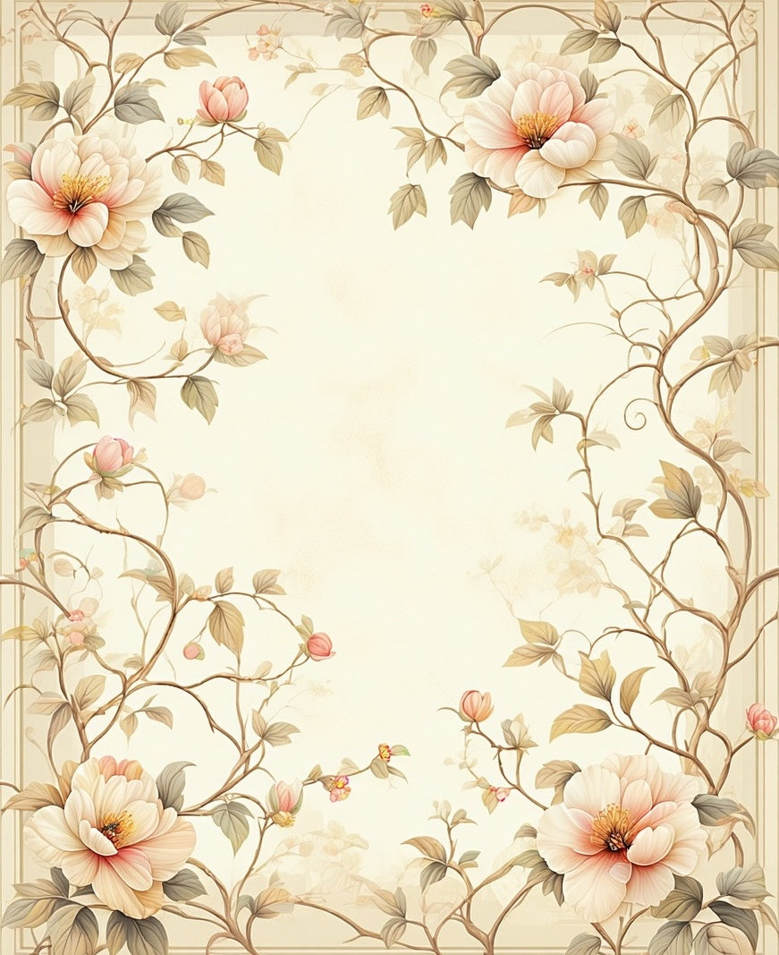 Soft Floral Vine Scrollwork Pattern Rug