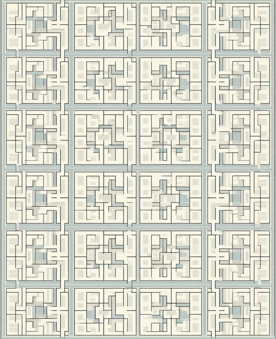 Abstract Geometric Grid Pattern Rug