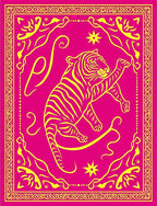 Bold Pink Yellow Tiger Pattern Rug