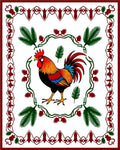 Radiant Rooster with Greenery Border Rug