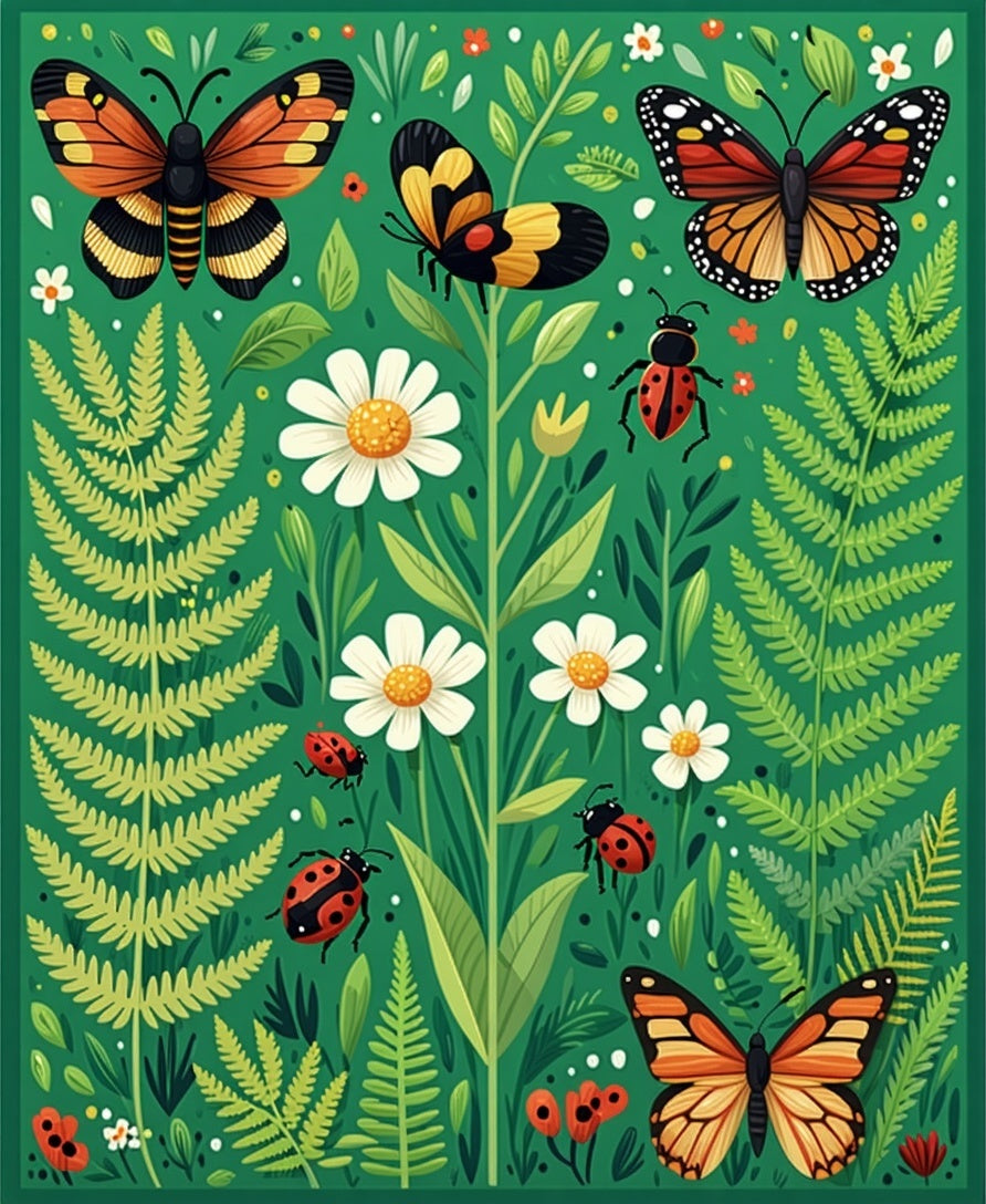 Nature's Garden Butterflies Ladybugs Rug